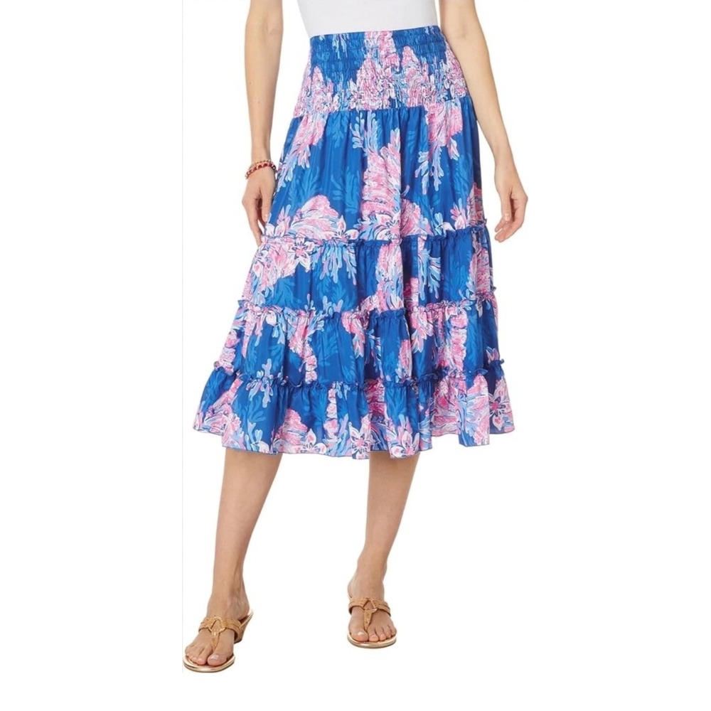 NWT Lilly Pulitzer Deavan Midi Skirt Multi For The Fans Size XL